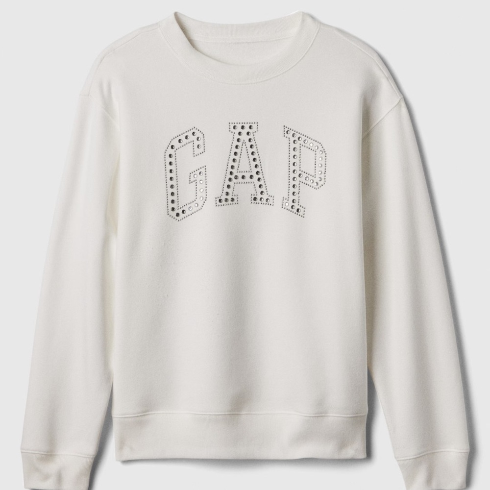 NWT Gap Logo Sweatshirt COLOR WHITE RHINESTONE SIZE LARGE